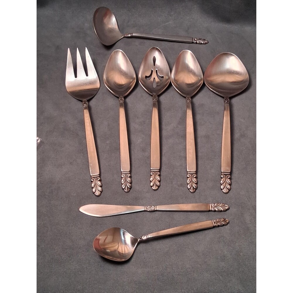 International Silver Norse Serving Set 7 Pc Stainless Modernist
